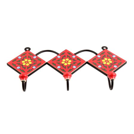 Red Yellow Floral Tiles Hook